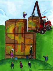 Graphic of a money sign under construction; Actual Size=180 pixels wide